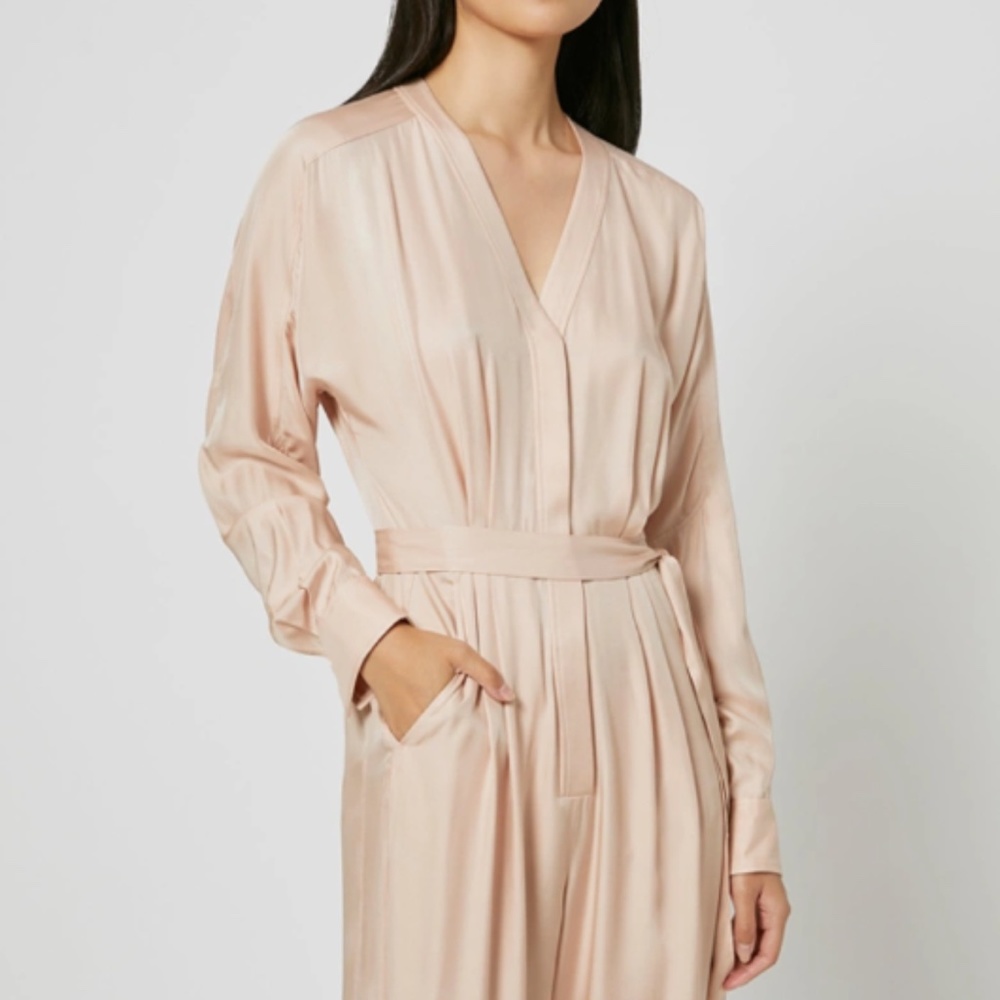 EQUIPMENT Pommine Silk Blend Pleated Jumpsuit - Rose Smoke